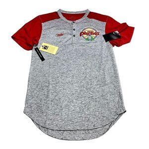 NWT Philadelphia‎ Phillies Nike Henley T Shirt S Cooperstown Dri Fit MLB Mens